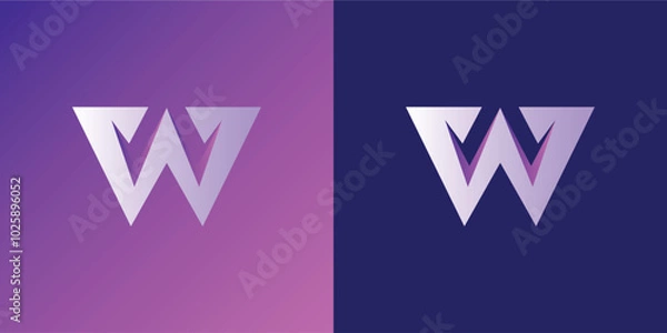 Fototapeta Modern and Minimal layered letter W logo simple initial w monogram logo vector template