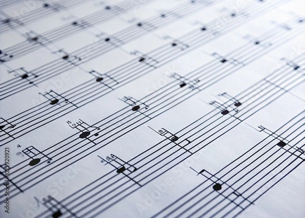 Fototapeta Blank Musical Staff for Creative Composition - Ideal for Music Education and Design Projects