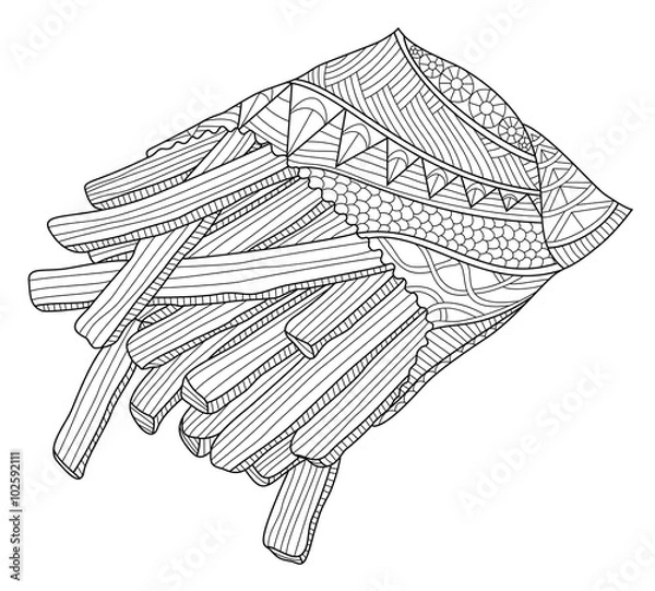 Obraz French Fries Zentangle Coloring Page