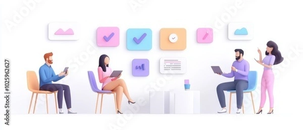 Fototapeta Team Collaboration in a Modern Workspace