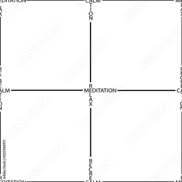 Fototapeta Seamless geometric pattern with inscription relax, calm, recreation, meditation on a white background