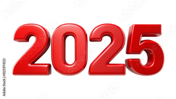 Fototapeta Display the number 2025 in a retro font style using a gradient effect for an eye-catching design.