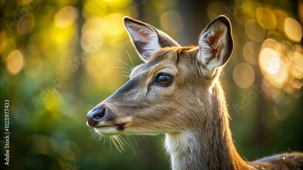 Fototapeta Majestic Deer Close-Up in Nature's Embrace - Macro Photography