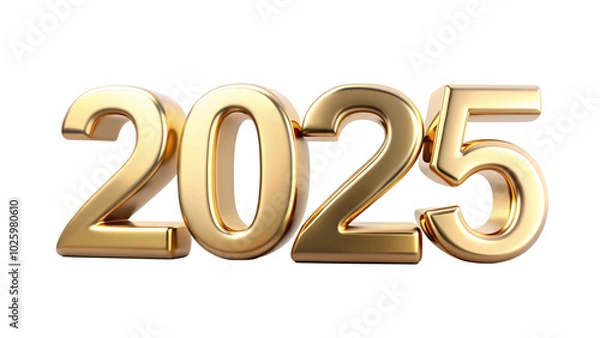 Fototapeta Create the number 2025 in a sleek metallic gold design, perfect for modern celebrations and events.