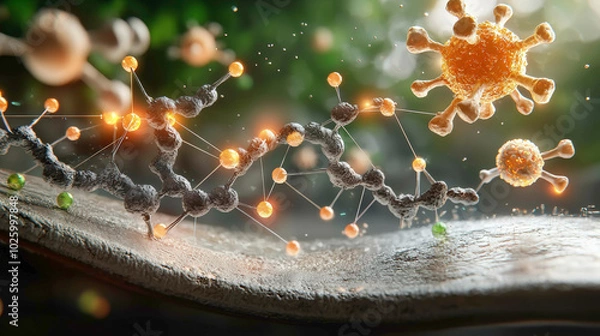 Fototapeta Molecular pathways and advanced RNA sequencing are accelerating drug discovery efforts, targeting virus mutations and enhancing precision medicine solutions for global healthcare challenges.