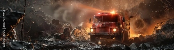 Fototapeta Craft dynamic 3D illustrations of mine rescue operations, showcasing the bravery and skill of emergency responders