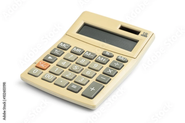 Fototapeta Old digital calculator isolated on white background