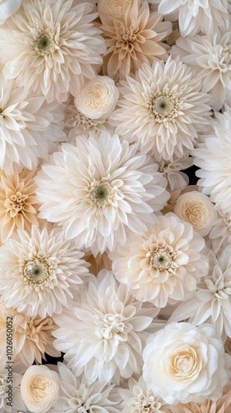 Fototapeta A rich tapestry of pink peonies, ranging from deep fuchsia to soft rose tones, showcases intricate petals and buds, evoking the beauty of spring's floral abundance
