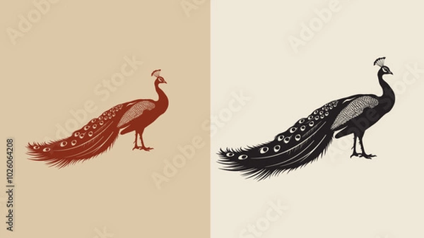 Fototapeta Peacock Silhouette Smooth Elements Design, any colorful change the Peacock Vector Illustration