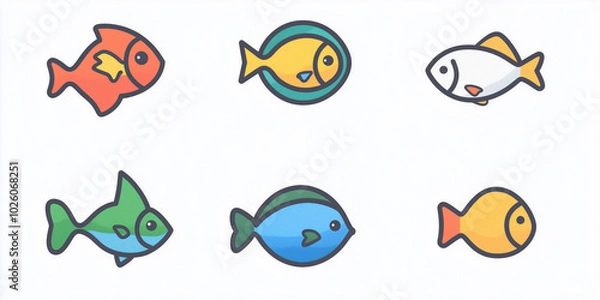 Fototapeta Fish, Vector illustration of a fish. colorful image of a fish swimming. Ice image. logo. color. representation of a fish. sea animal. flat background. deep ocean. 