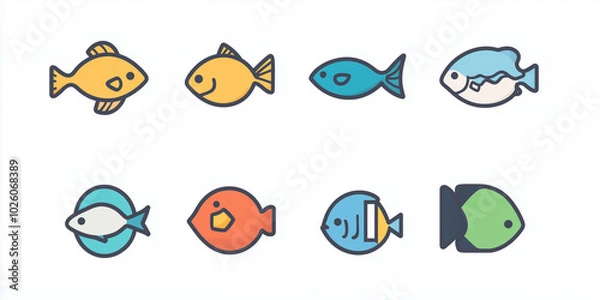 Fototapeta Fish, Vector illustration of a fish. colorful image of a fish swimming. Ice image. logo. color. representation of a fish. sea animal. flat background. deep ocean. 