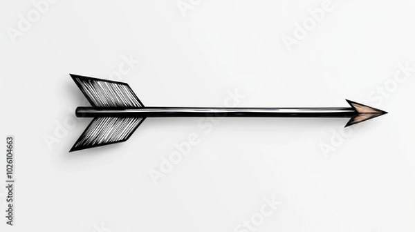 Fototapeta Stylized arrow illustration, hand-drawn, white isolated background.