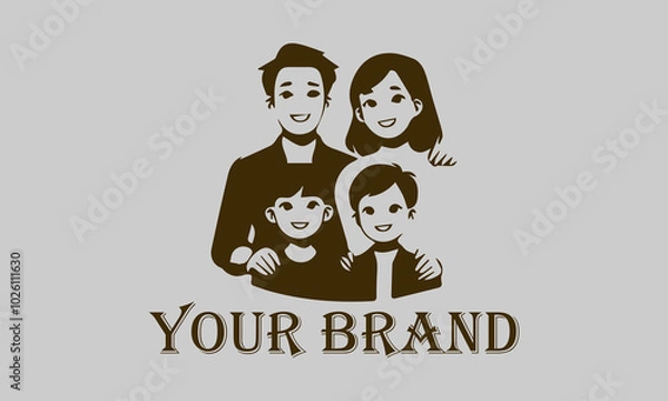 Fototapeta This vector illustration features an Asian family consisting of a father, mother, son, and daughter. create a comfortable and loving atmosphere. This illustration is suitable for representing the Asia