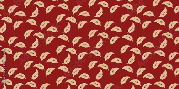 Fototapeta Seamless and cool pattern with unique dark red leaf motif