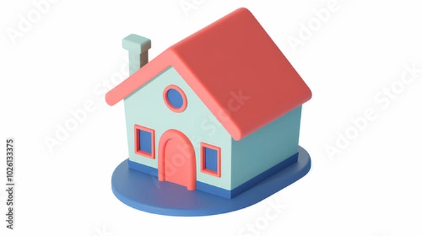 Fototapeta  A minimalistic 3D vector for applications and web pages.Plastic render of house on isolated white background. 3d cartoon illustration symbol of security and protection.
