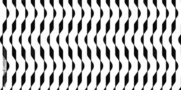Obraz Seamless and unique pattern with curved black objects on a white background