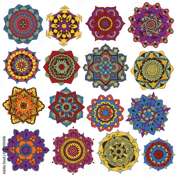 Fototapeta 16 bright ornate ornamental circles for decorating