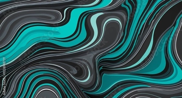 Fototapeta Bold Abstract Pattern with DarkGray, Cyan, and DarkGray Organic Shapes