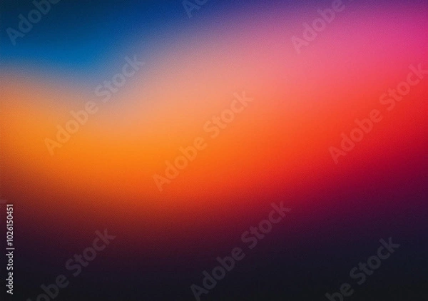 Obraz Dark blurry abstract gradient background, grainy texture, pink, orange, blue, black colors, copy space