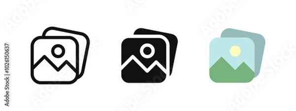 Fototapeta Image icon. Picture symbol. Photo album pictogram. Photo gallery vector illustration. Snapshot sign. Photograph button. Painting frame concept.