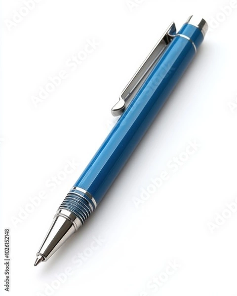 Fototapeta A ballpoint pen with a cap, isolated on white background. 