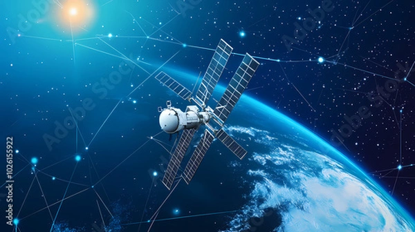 Fototapeta Global satellite internet communications concept vector image