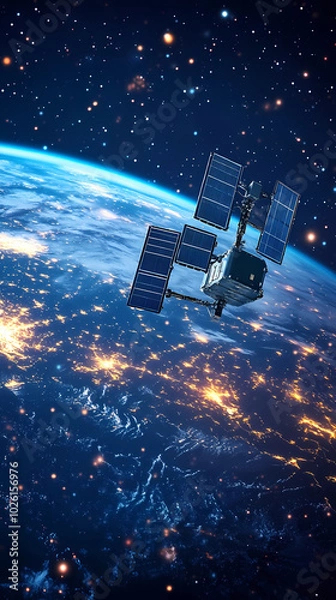 Fototapeta Global satellite internet communications concept vector image