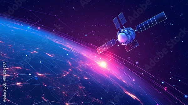 Fototapeta Global satellite internet communications concept vector image