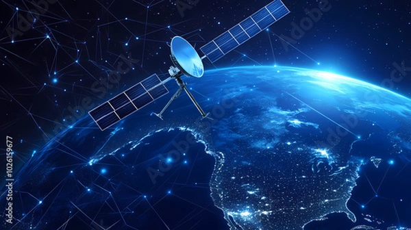 Fototapeta Global satellite internet communications concept vector image