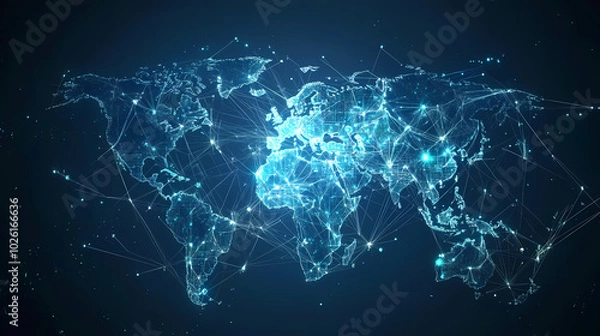 Fototapeta Abstract technology internet world map global vector image