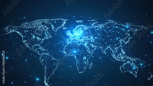 Fototapeta Abstract technology internet world map global vector image