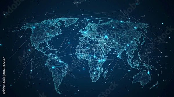 Fototapeta Abstract technology internet world map global vector image