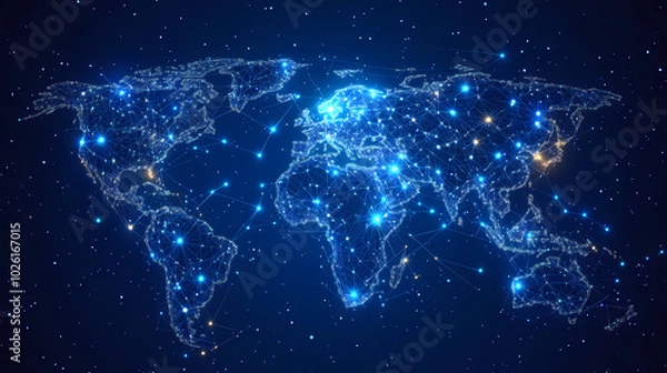 Fototapeta Abstract technology internet world map global vector image