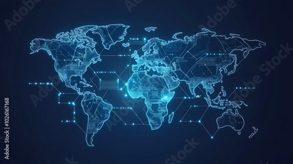 Fototapeta Abstract technology internet world map global vector image