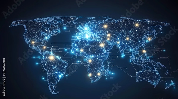 Fototapeta Abstract technology internet world map global vector image