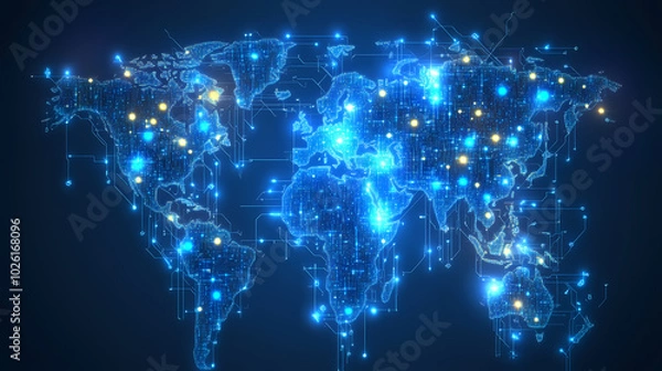 Fototapeta Abstract technology internet world map global vector image