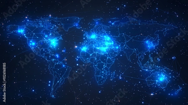 Fototapeta Abstract technology internet world map global vector image