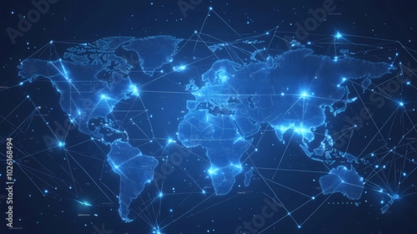 Fototapeta Abstract technology internet world map global vector image