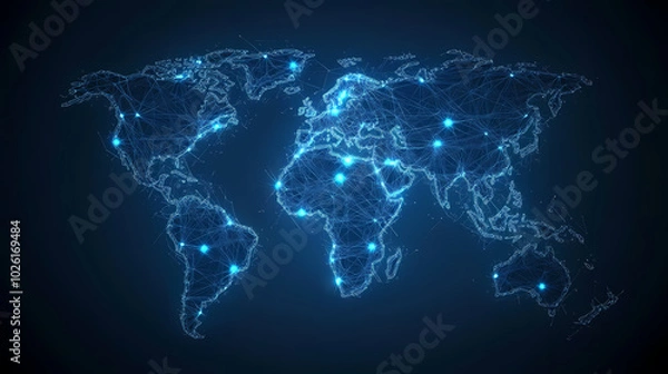 Fototapeta Abstract technology internet world map global vector image