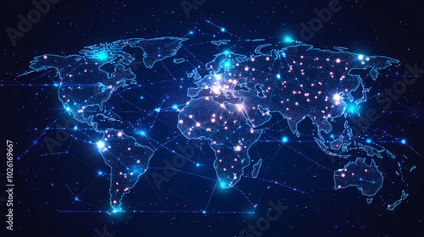 Fototapeta Abstract technology internet world map global vector image