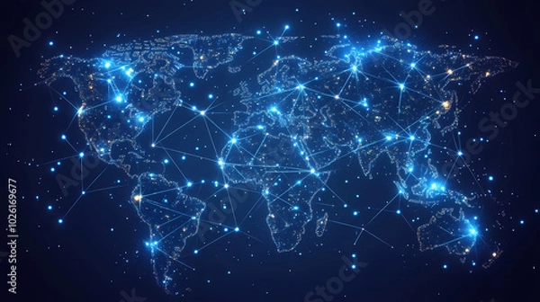 Fototapeta Abstract technology internet world map global vector image