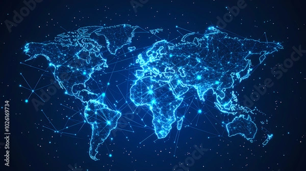 Fototapeta Abstract technology internet world map global vector image