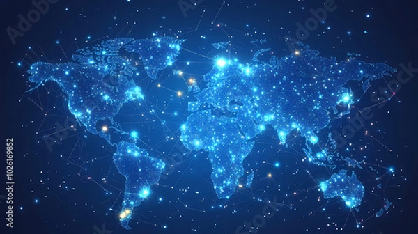 Fototapeta Abstract technology internet world map global vector image