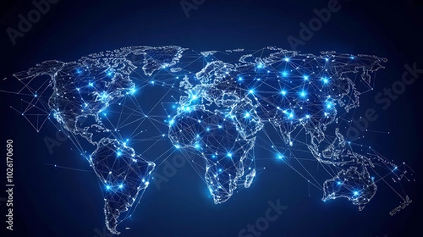 Fototapeta Abstract technology internet world map global vector image