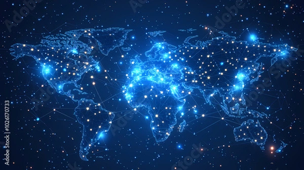Fototapeta Abstract technology internet world map global vector image