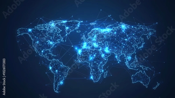 Fototapeta Abstract technology internet world map global vector image