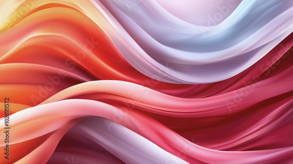 Fototapeta Flowing waves of vibrant fabric textures in warm tones
