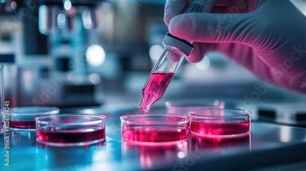 Fototapeta Biotechnology accelerating stem cell research for use in regenerative medicine and personalized healthcare.