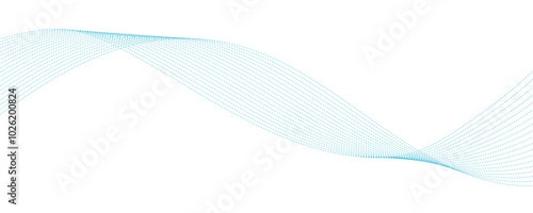 Obraz Abstract modern vector tech background with dotted blue wavy lines.