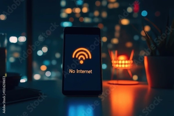 Fototapeta Smartphone displaying no internet connection message